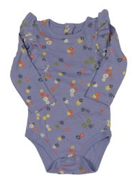 Fialové květované body s volánky 
