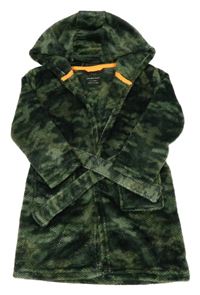 Khaki army puntíkatý chlupatý župan s kapucí Primark