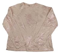 Světlerůžovo-starorůžové/metalické melírované triko ZARA