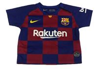 Tmavomodro-červený kostkovaný funkční fotbalový dres FCB Nike 