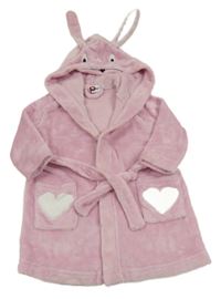 Světlerůžový chlupatý župan s kapucí - zajíc