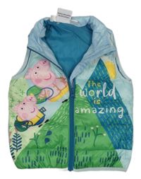 Světlemodrá šusťáková zateplená vesta s Peppou 