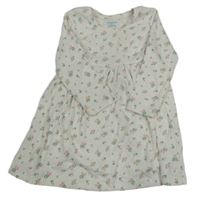 Bílé kytičkované žebrované bavlněné šaty Primark 