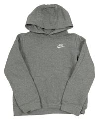 Šedá melírovaná mikina s logem a kapucí 