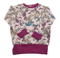 Světlerůžovo-purpurová mikina s jednorožci 