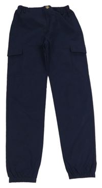 Tmavomodré cargo cuff kalhoty Shein