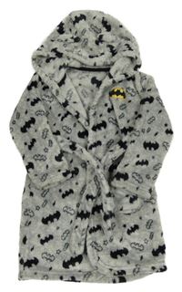 Šedý chlupatý župan s Batmanem a kapucí George 