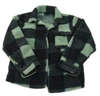 Černo-zelená kostkovaná huňatá bunda Kids