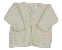 Bílý propínací svetr s dirkovaným vzorem