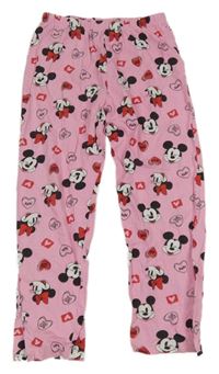 Světlerůžové pyžamové kalhoty s Mickeym a Minnií Primark