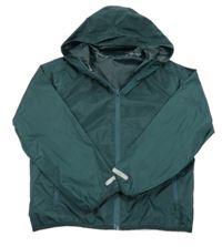 Tmavozelená šusťáková větrovka s kapucí 
