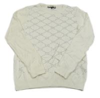 Smetanový károvaný svetr s kamínky Gucci