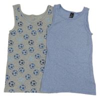 2x Modrý + šedý nátělník s míči 