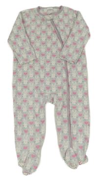 Šedý fleecový overal se zajíčky Next