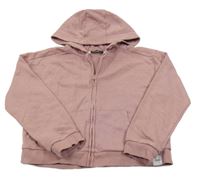 Světlerůžová propínací crop mikina s kapucí George