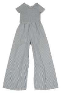 Světlemodro-bílý proužkovaný krepový žabičkový kalhotový overal C&A