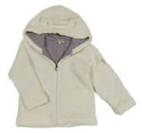 Bílý chlupatý podšitý kabátek s kapucí Steiff