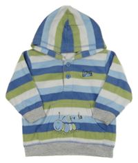 Barevná pruhovaná fleecová mikina s housenkou a kapucí Matalan