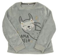 Šedá chlupatá mikina s lamou 