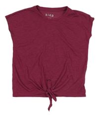 Malinové sportovní crop tričko se zavazováním Tchibo