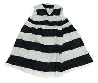 Černo-bílé pruhované plátěné zavinovací šaty H&M