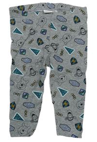 Šedé melírované legíny s medvídkem Pú Disney