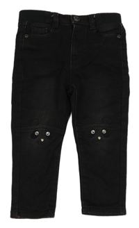 Černé teplákové rifle s pandami Vertbaudet