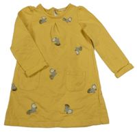 Žluté teplákové šaty s veverkami