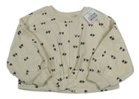 Nové - Smetanová oversize nařasená mikina se srdíčky Next 