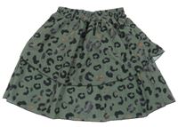 Khaki lehká vrstvená sukně se vzorem