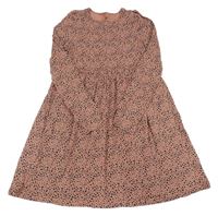 Růžovo-šedé vzorované bavlněné šaty H&M