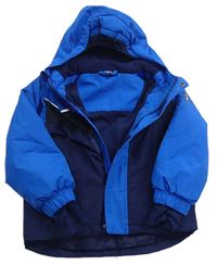Tmavomodro-cobaltově modrá šusťáková zimní lyžařská bunda s kapucí crivit