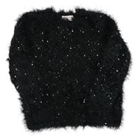 Černý chlupatý svetr s flitry zn. H&M
