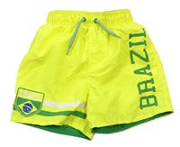 Žluté plážové kraťasy se znakem - Brazil Tu