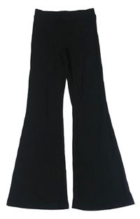 Černé žebrované flare kalhoty H&M