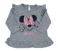 Modro-bílá melírovaná úpletová tunika s Minnie a volánky George 