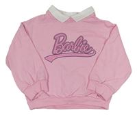 Růžová oversize mikina s logem a límečkem Barbie