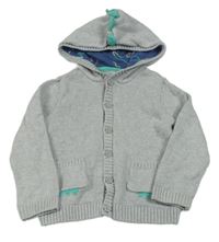 Šedý melírovaný propínací svetr s kapucí s ostny Mothercare