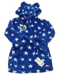 Nové - Cobaltově modrý plyšový župan s Mickey a hvězdičkami a kapucí George