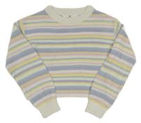 Smetanovo-barevný pruhovaný pletený crop svetr H&M