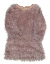 Starorůžové chlupaté svetrové šaty SHEIN