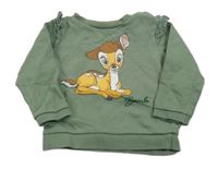 Khaki mikina s Bambim a volánky s madeirou C&A