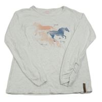 Bílo-světlešedé melírované triko s koníky YIGGA