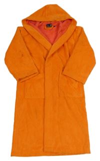 Oranžový froté župan s kapucí 