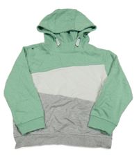 Zeleno-bílo-šedá melírovaná mikina s kapucí Topolino