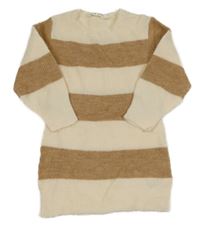 Smetanovo-hnědé pruhované vlněné šaty H&M