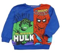 Cobaltově modro-červená mikina s HULKEM a Spider-manem George