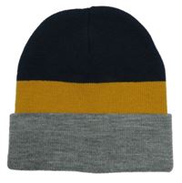 Tmavomodro-hořčicovo-šedá pletená čepice PUSBLU