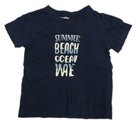 Tmavomodré tričko s nápisy lupilu