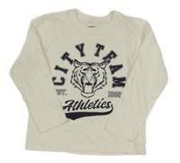 Smetanové triko s tygrem a nápisy TESSENTIALS